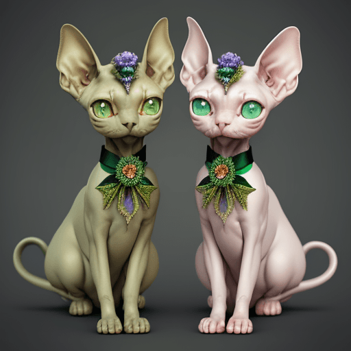 AI generated: clothes holding a fan emerald shades 3d sphynx cat
3D extremely cute , adorable Sphynx kitten, Disne...