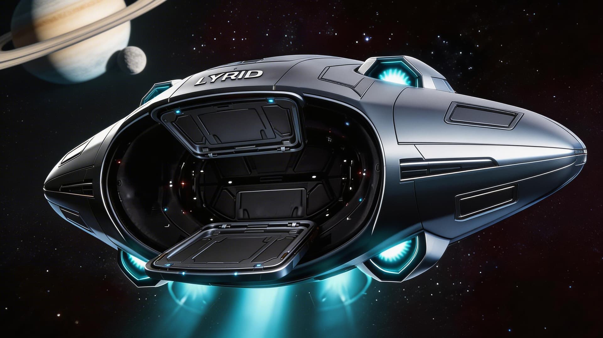 AI generated: Use Reference Images to imagine, in detail, an alien spaceship. Combine and alter specs to create a ...