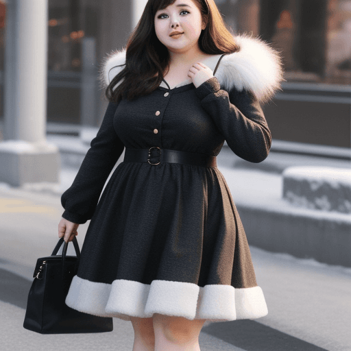 AI generated: chubby girl, with fur dress