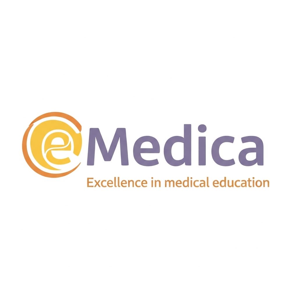 AI generated: A logo design featuring the words "eMedica" in a stylized font. The letter "e" is a stylized, curved...