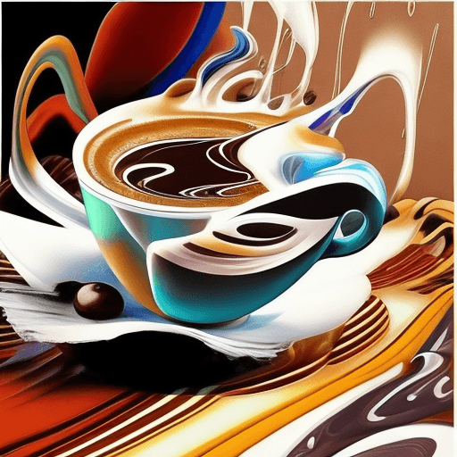 AI generated: art deco coffee art, in the style of expressive facial animation, futurism, paint dripping technique...