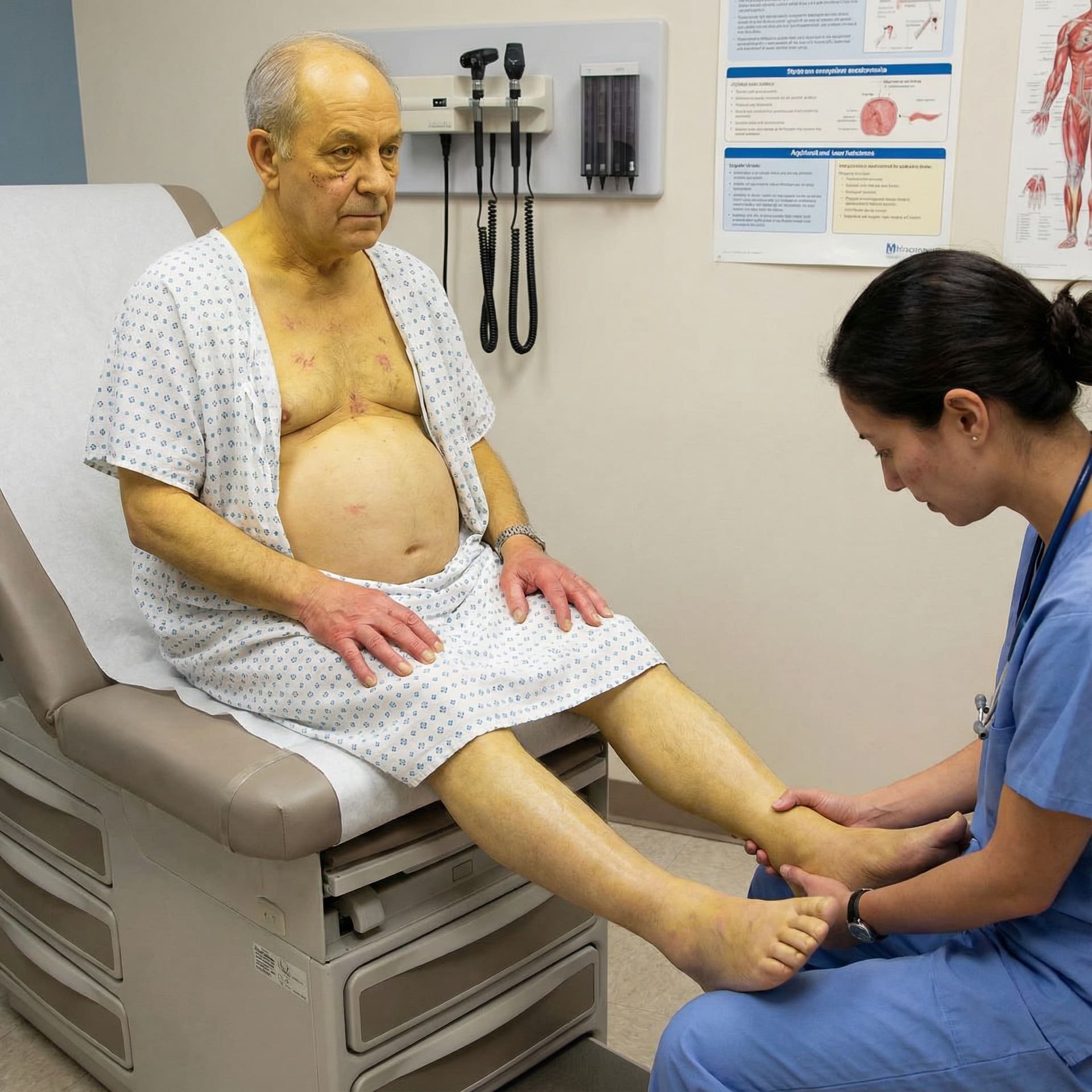AI generated: Create picture  for hepatic patient full stigmata from face to foot

