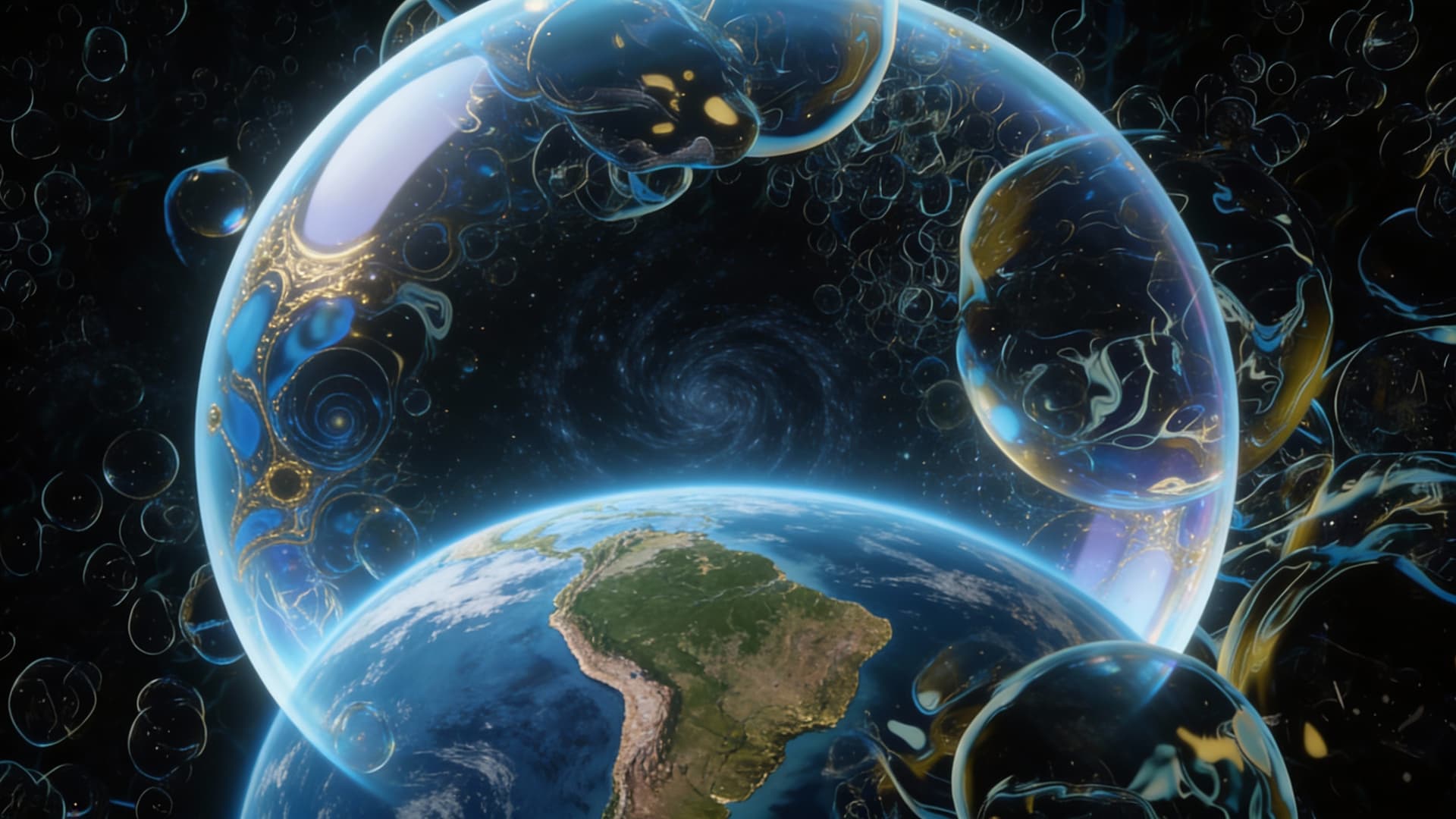 AI generated: Create a Sci-fi visual. A visual representation of a Voidaptic Bubble.

Reference image 1 is a visua...