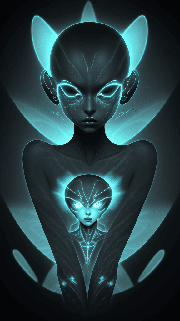 AI generated: An electrifying x-ray-inspired digital illustration showcases the enigmatic "alien" in a mesmerizing...