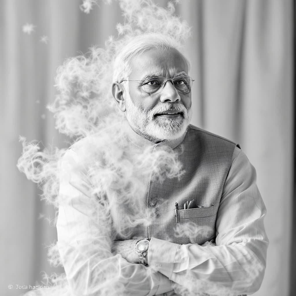 AI generated: narendra modi half body photography