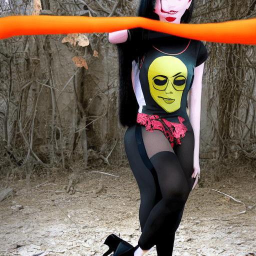 AI generated: goth girl astestic, velma from scooby-doo, a woman wearing eye glasses and an orange top, goth style...