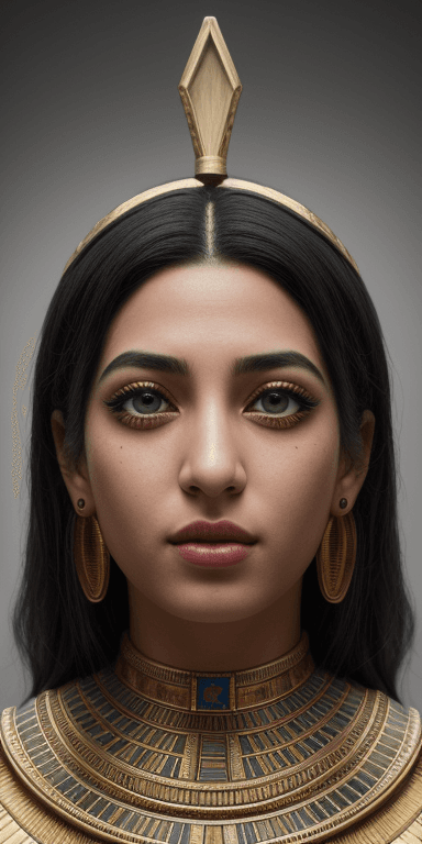 AI generated: Egyptian native , symmetrical eyes, (aegyo sal:1) , (eyelashes:1.1) , (photorealistic:1.4) , 8k, ult...