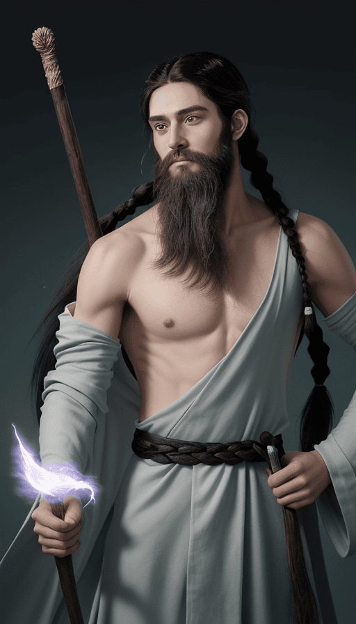 AI generated: A 24 year old human wizard. He is of average height and has green eyes and black hair. He has a wiry...