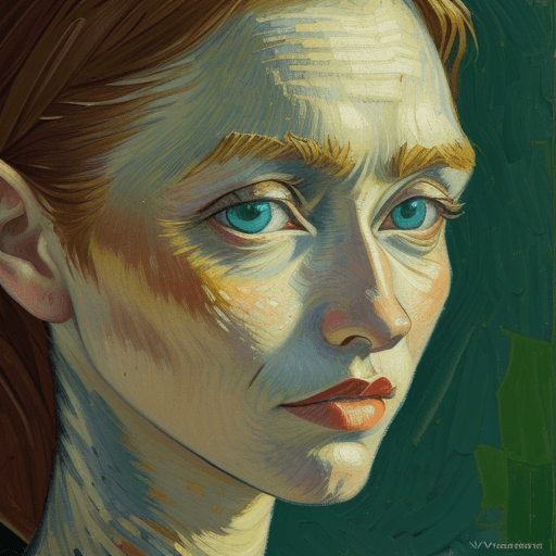 AI generated: close up female moithe; oil paint, vincent van gogh style