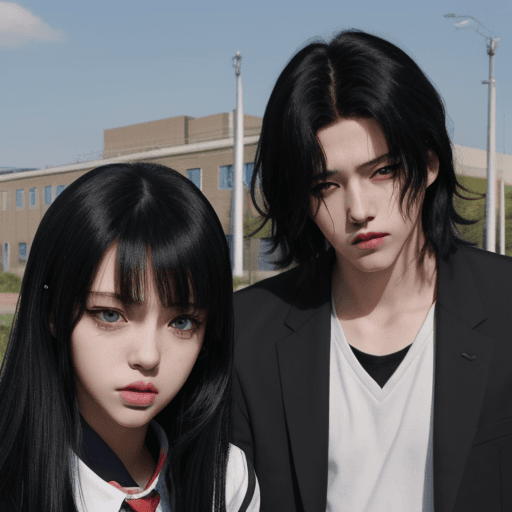 AI generated: School love triangle, timid shy girl, two big bad boys, dark academia, manhwa style, good gir x bad ...
