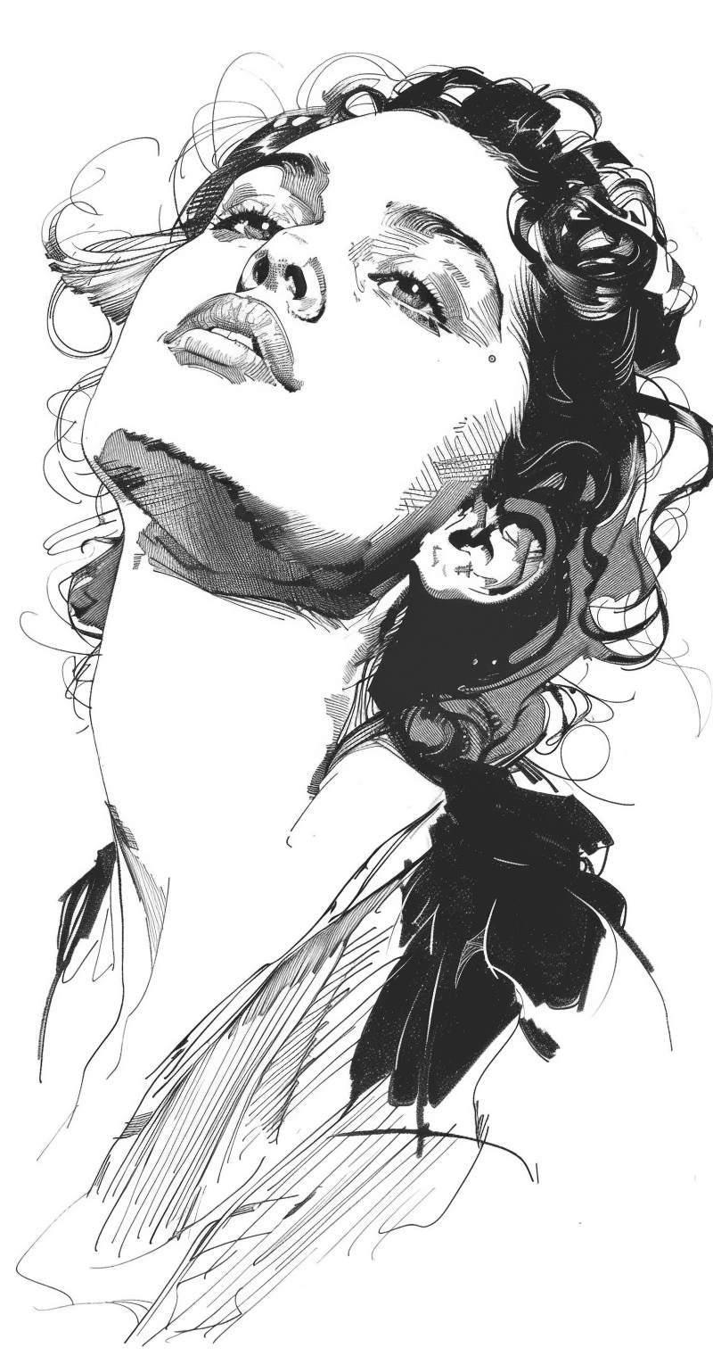 AI generated: illustration of a woman, in the style of Clémence Guillemaud --ar 34:65