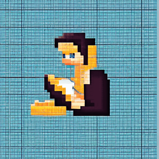 AI generated: reading book with man,pixel art