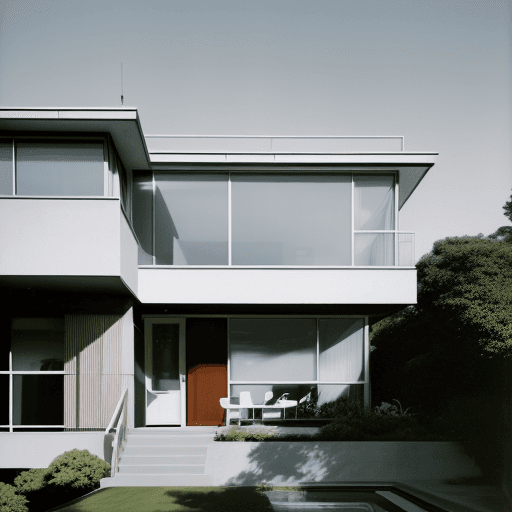 AI generated: Hyper realistic eye level exterior photo of a Hyper realistic eye level exterior photo of a mid cent...