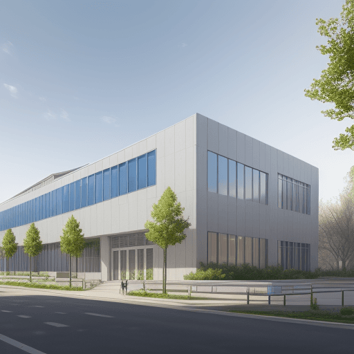 AI generated: Architectural exterior hyper realistic rendering of a school with modern and creative decoration fac...