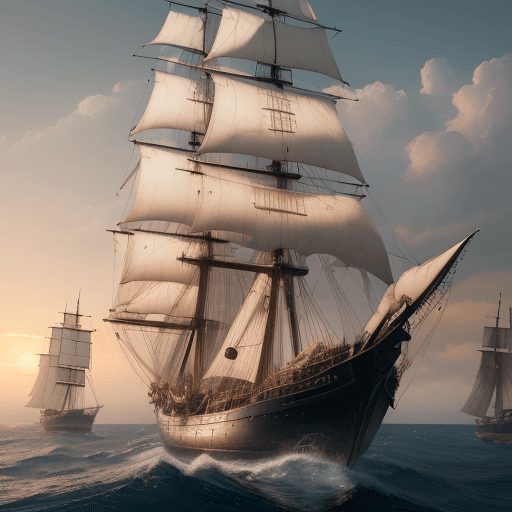 AI generated: Photo of a ultra realistic sailing ship, dramatic light, pale sunrise, cinematic lighting, battered,...