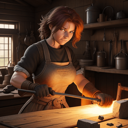 AI generated: strong female blacksmith

