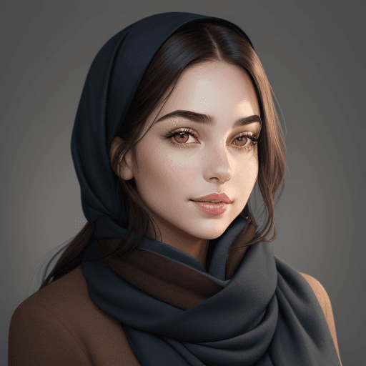 AI generated: Portrait of a young woman with glowing skin and full lips. She should have large, expressive black-b...