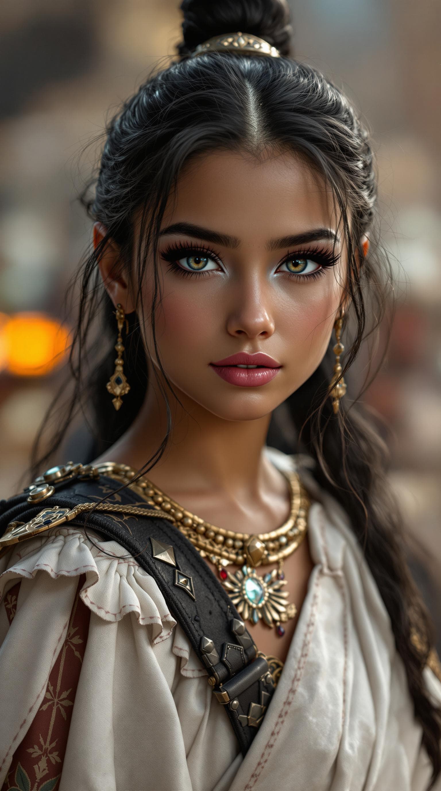 AI generated: A professional photograph captures the most beautiful girl in the world, a Persian sixth-grader, por...