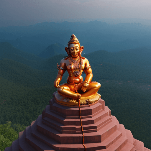 AI generated: statue of lord hanuman on a mountain
