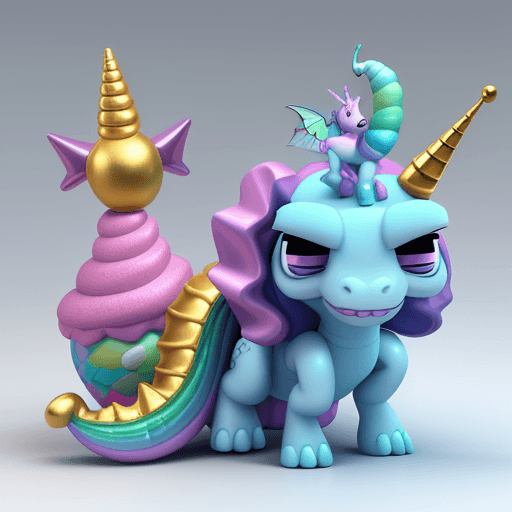 AI generated: cocodrilo y unicornio 3d
