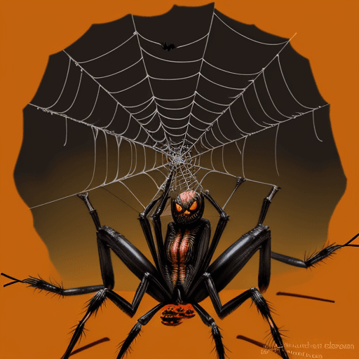 AI generated: 2D spider sitting on its web, letting off steam. Halloween style