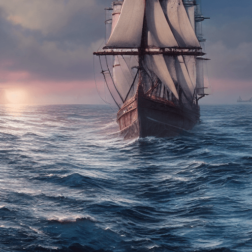 AI generated: Photo of a ultra realistic sailing ship, dramatic light, pale sunrise, cinematic lighting, battered,...