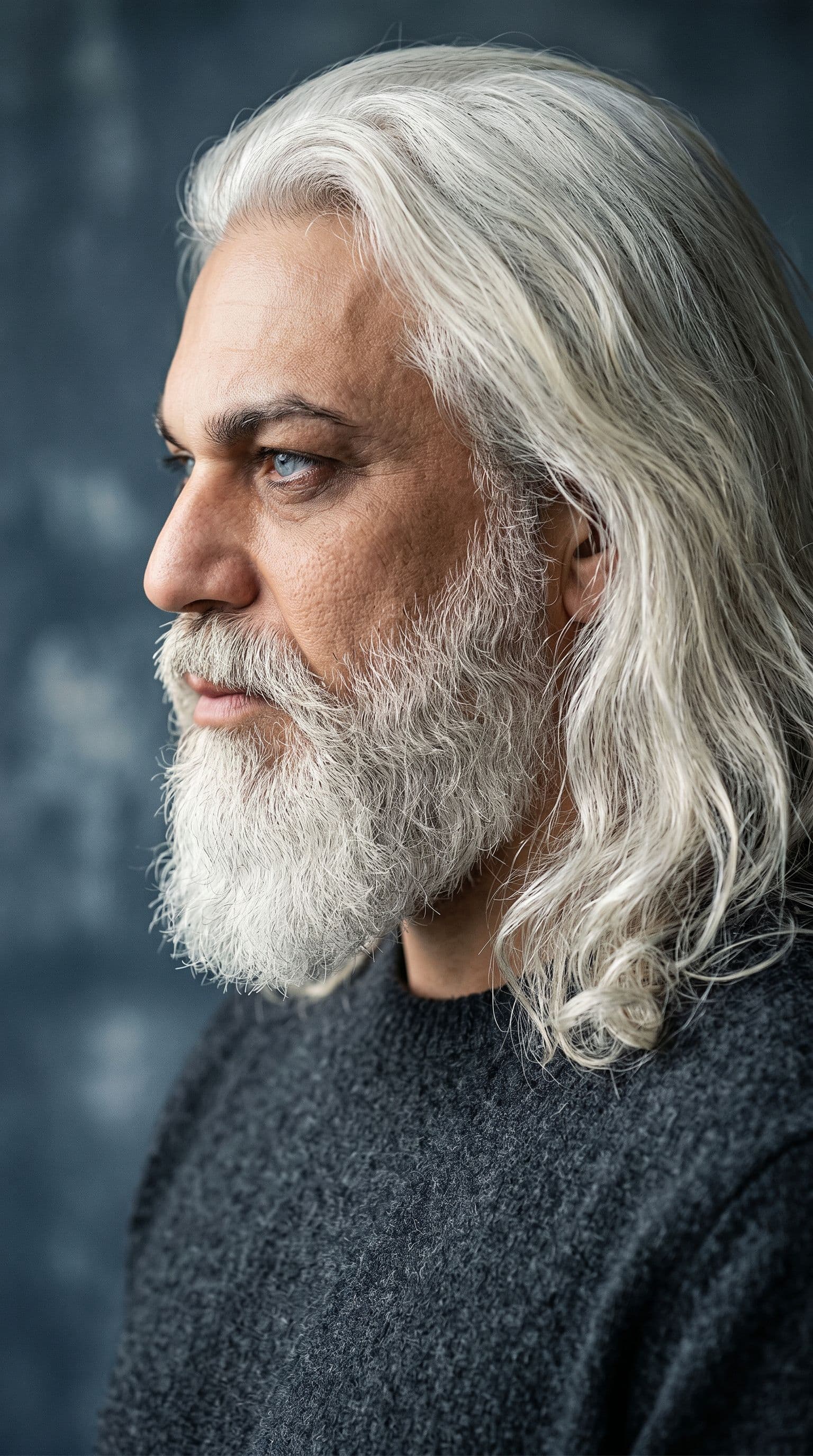 AI generated: {
  "subject_and_concept": {
    "subject": "A striking, middle-aged man with a Viking-inspired aest...