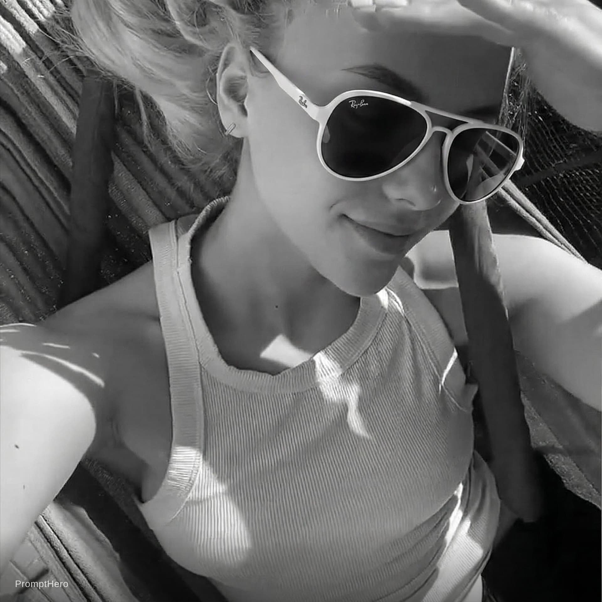 AI generated: put ray-ban aviator sunglasses in white and black

