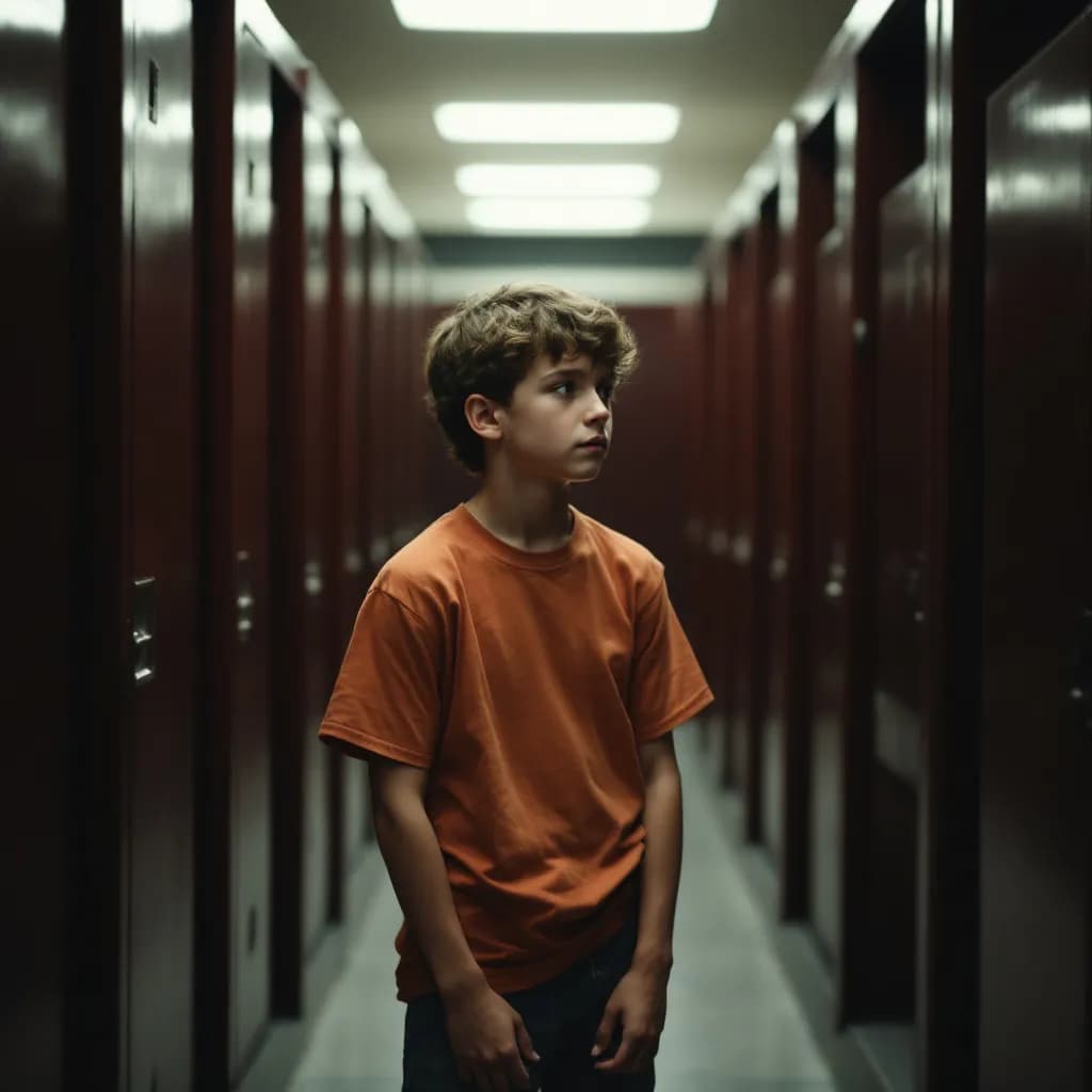 AI generated: boy in locker room
