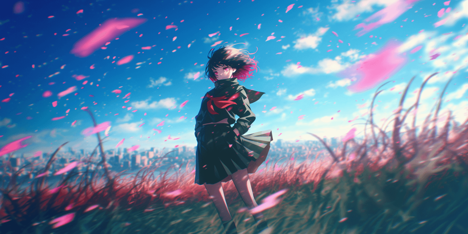 AI generated: Maki from jujutsu no kaisen, colorful realism, intense close-ups, purple, red and black, unreal engi...