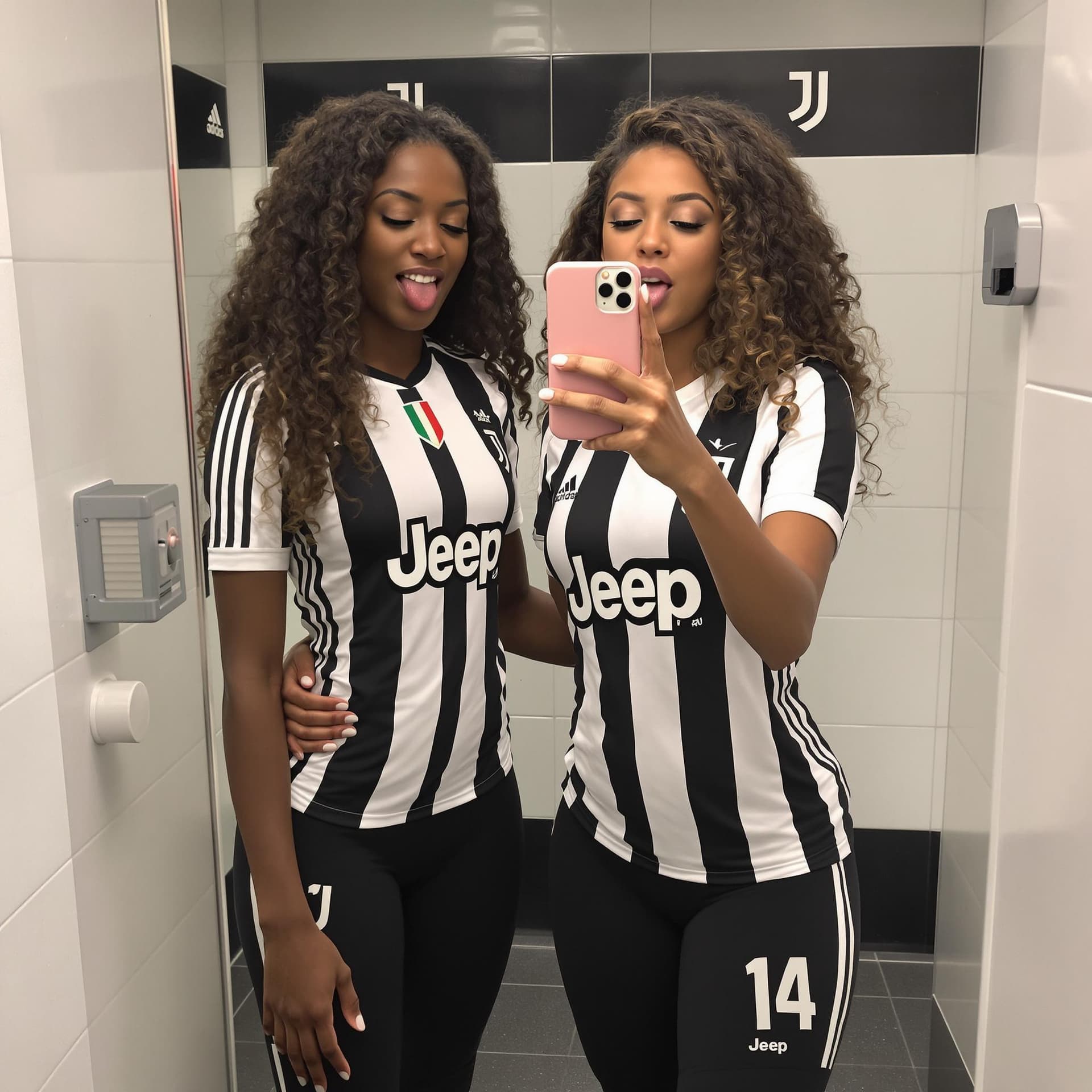 AI generated: Two beautiful Italian girls. One, a white Italian girl with long curly brunette hair. The other one,...