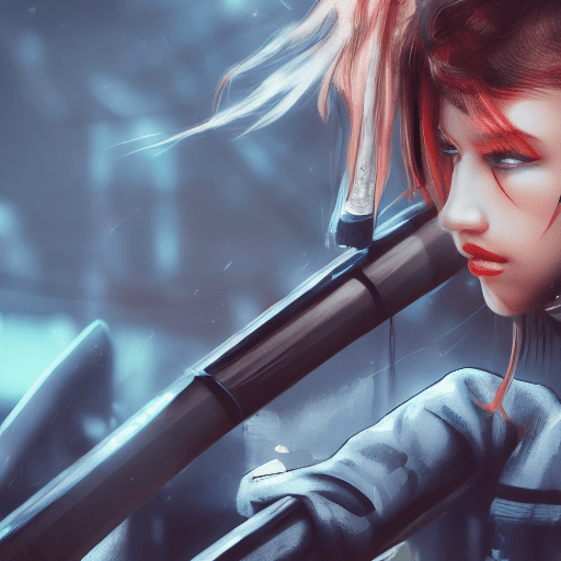AI generated: Girl with katana,close-up portrait, cyberpunk, high detail,8k