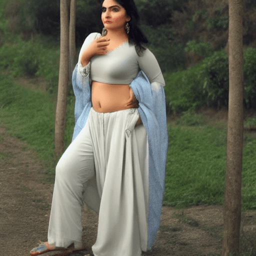 AI generated: Pakistani woman, crop top, curvy, nude 