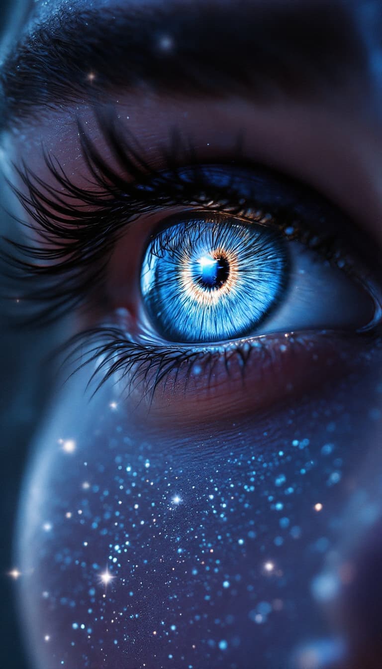 AI generated: "A stunning close-up of Feyre Archeron's eyes, capturing its mesmerizing silver-grey eyes color , Th...