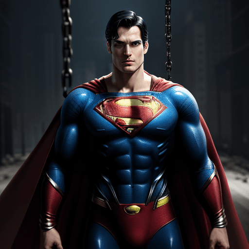 AI generated: superman stands in chains , 4 k ultra hd 
