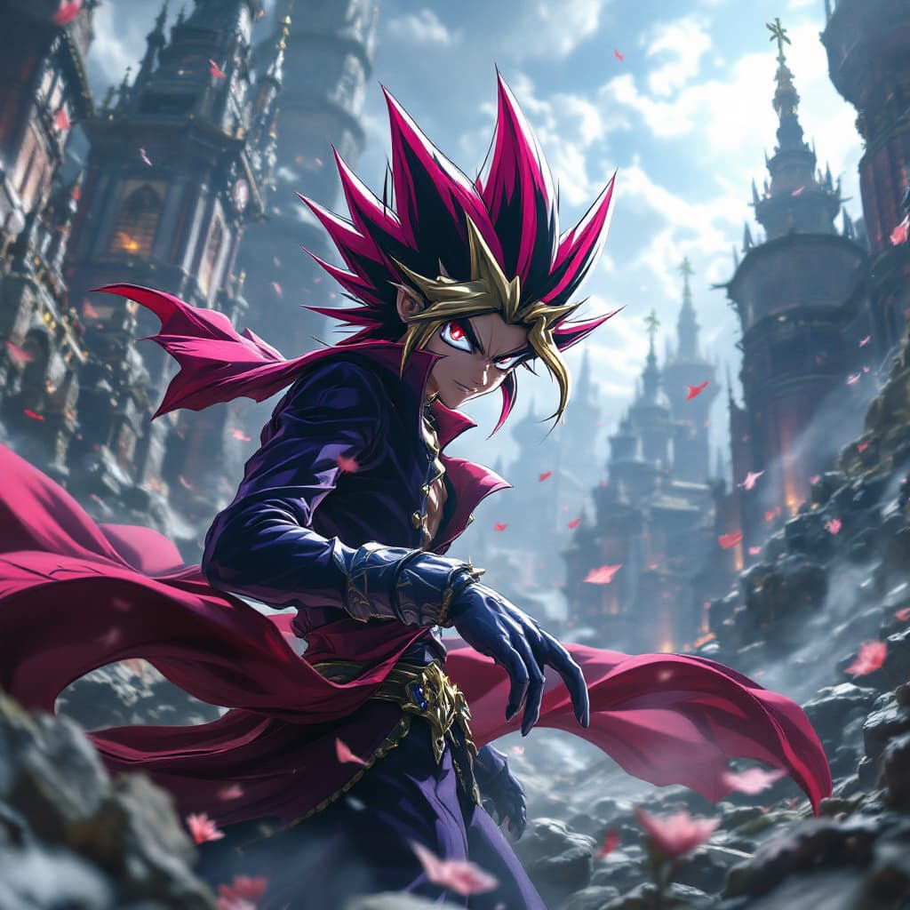 AI generated: 3d render, Yugi in an epic setting, with grand scale and adventure, close-up shot.