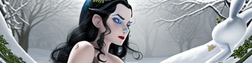 AI generated: ((nsfw)), (front view), (eye level), (pale, blue eyes, (black hair), (breathtaking), whimsical, allu...