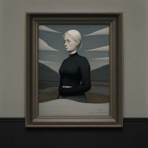 AI generated: 
The painting "Farvel Da Mor" by Theodor Kittelsen in a cartoon style in the style of Gertrude Aberc...