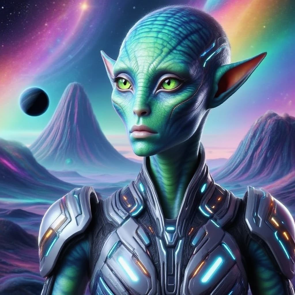 AI generated: Create a new species from this original. Alter with other worldly backdrop, repose the character. If...
