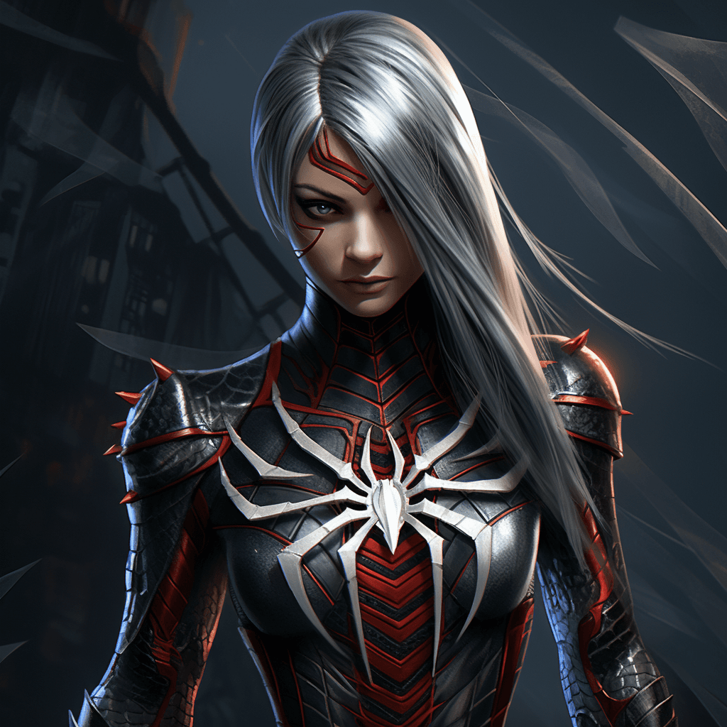 AI generated: a close up of a person in a spider - man suit, in style of anne stokes, advanced digital game covera...