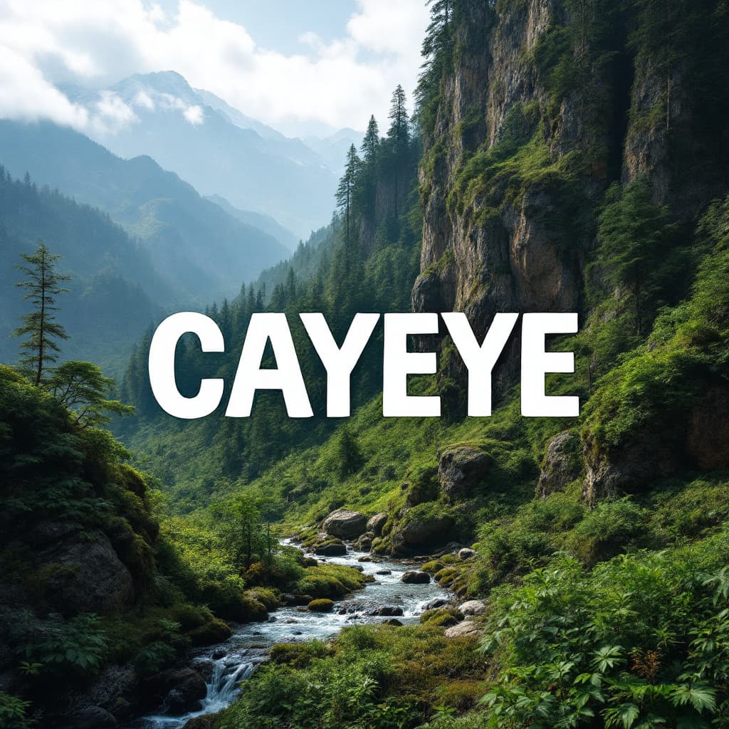 AI generated: crea un logo con la palabra grande CAYEYE dentro de cada letra haya un diseño sobre la naturaleza