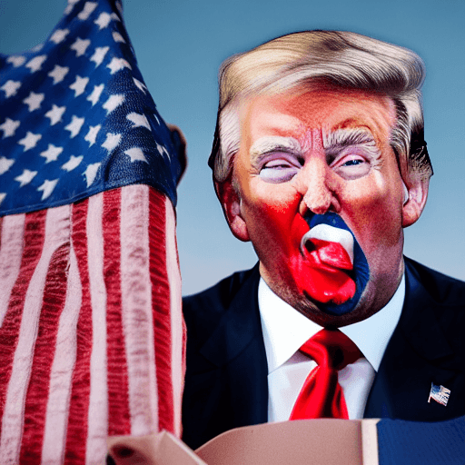 AI generated: Realistic photography of Donald Trump eating the US flag