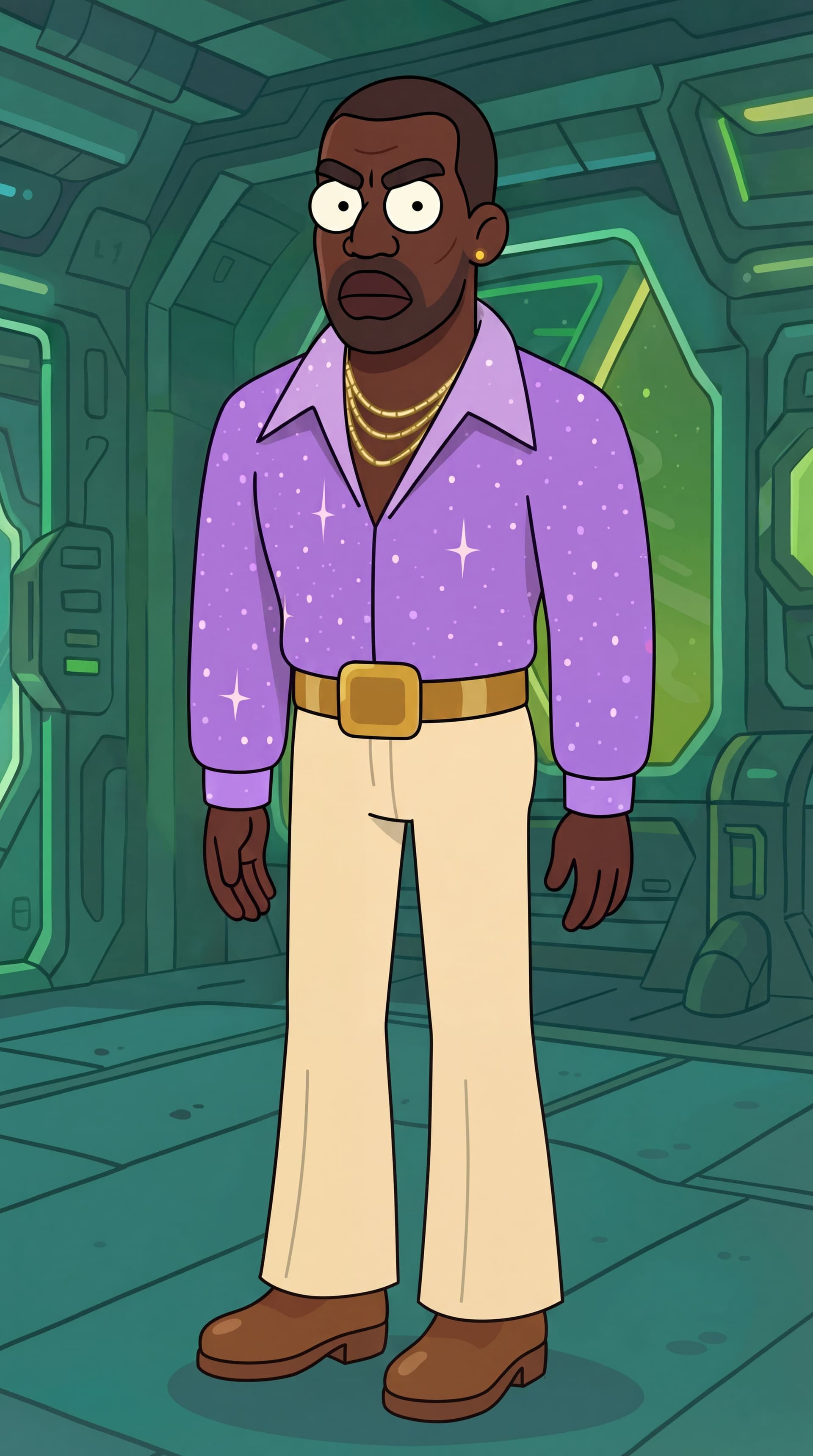 AI generated: flip his legs to the left side.