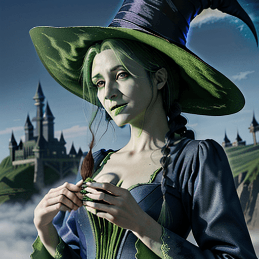 AI generated: Elphaba, Wicked,  anime, "Wicked Witch of the West", Type-Moon, Caster