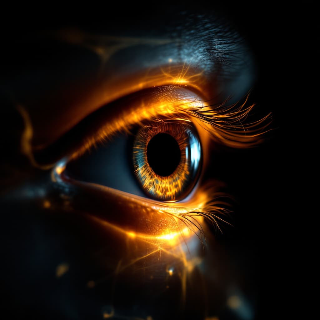 AI generated: x-ray, eye, macro-shot, black background, realistic, rich detailing --ar 9:16 --style raw --v 6.1