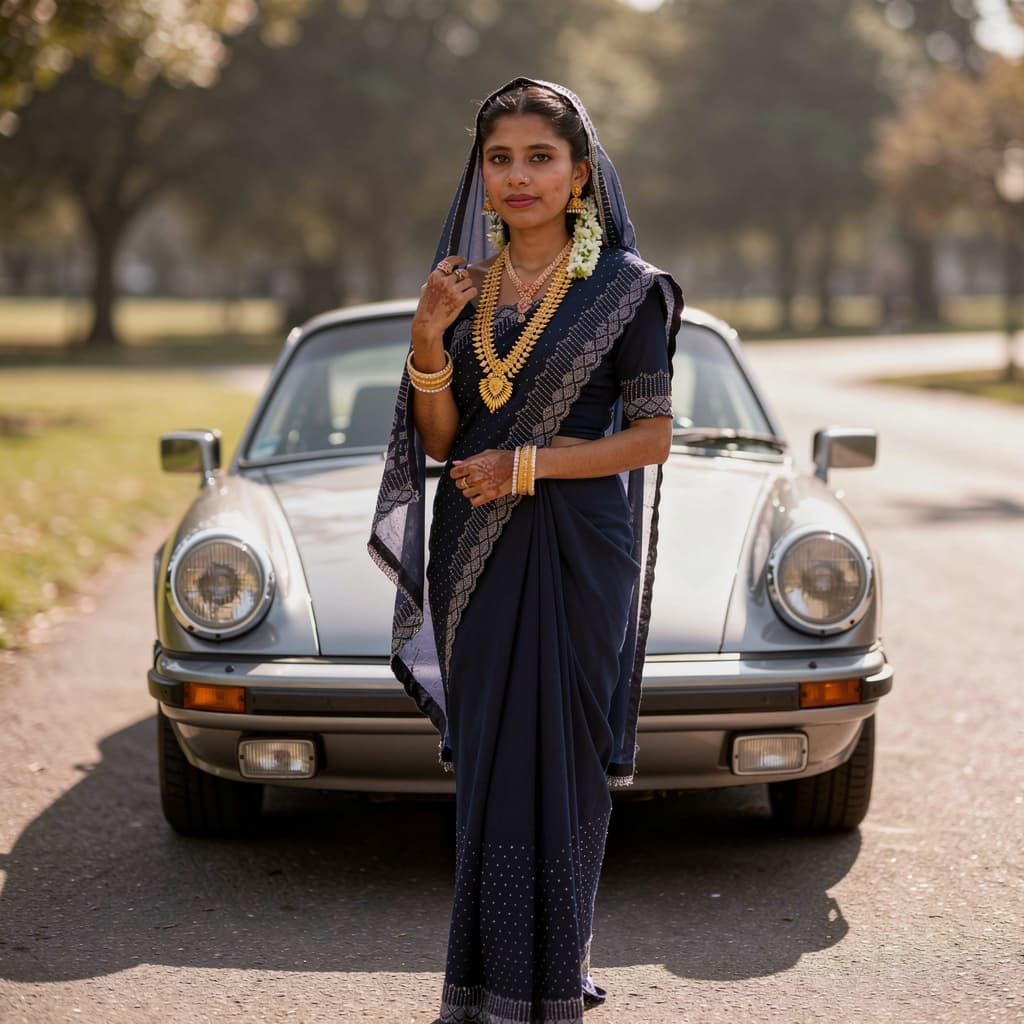 AI generated: Classy calendar photoshoot, realistic glamour, fine art nude, 1girl, in front of a Porsche 911 class...