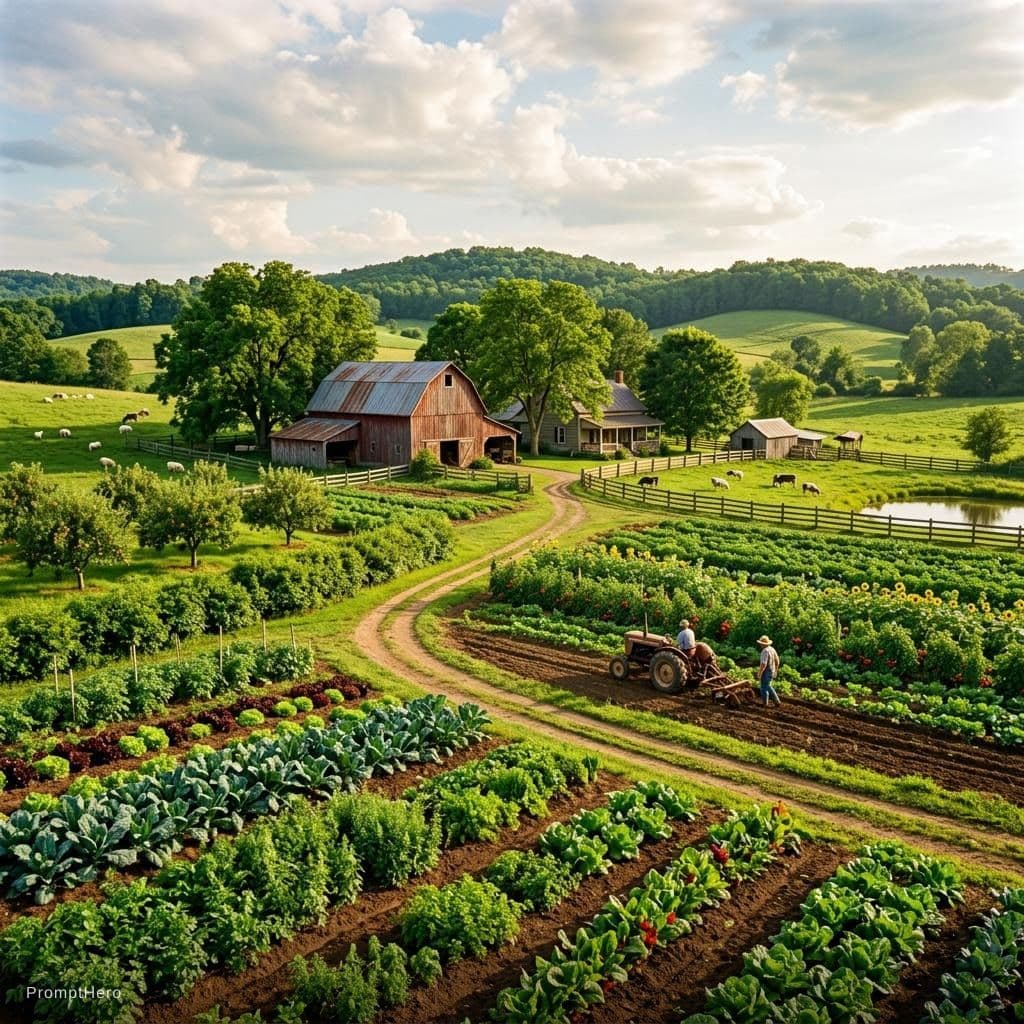AI generated: i need a banner for my twitter profile, i want a lush farm