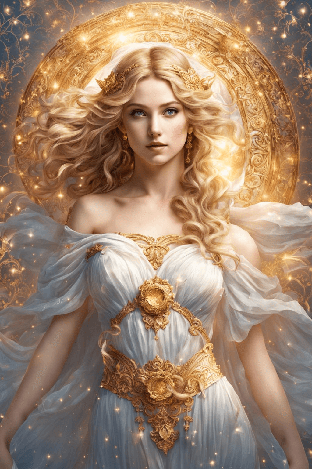 AI generated: Aphrodite, Greek mythology, innocent young face, one piece character, portrait, symmetric body, full...