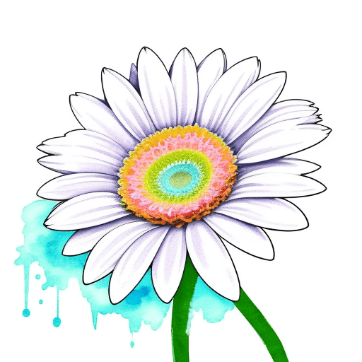AI generated: Gerbera Daisy,water color,isolate,vector style,pastel shade,white background