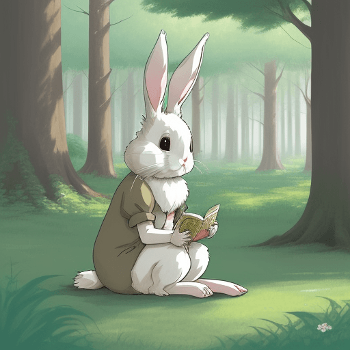 AI generated: perfect cartoon rabbit illustration, art by studio ghibli, sitting in a forrest